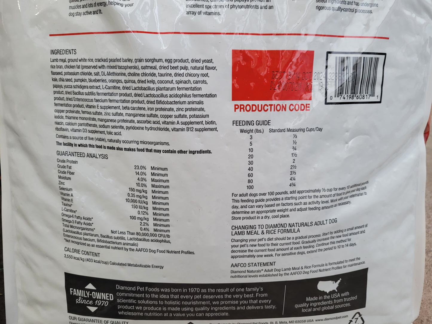 Diamond Naturals Adult Dog - Lamb & Rice 40lbs