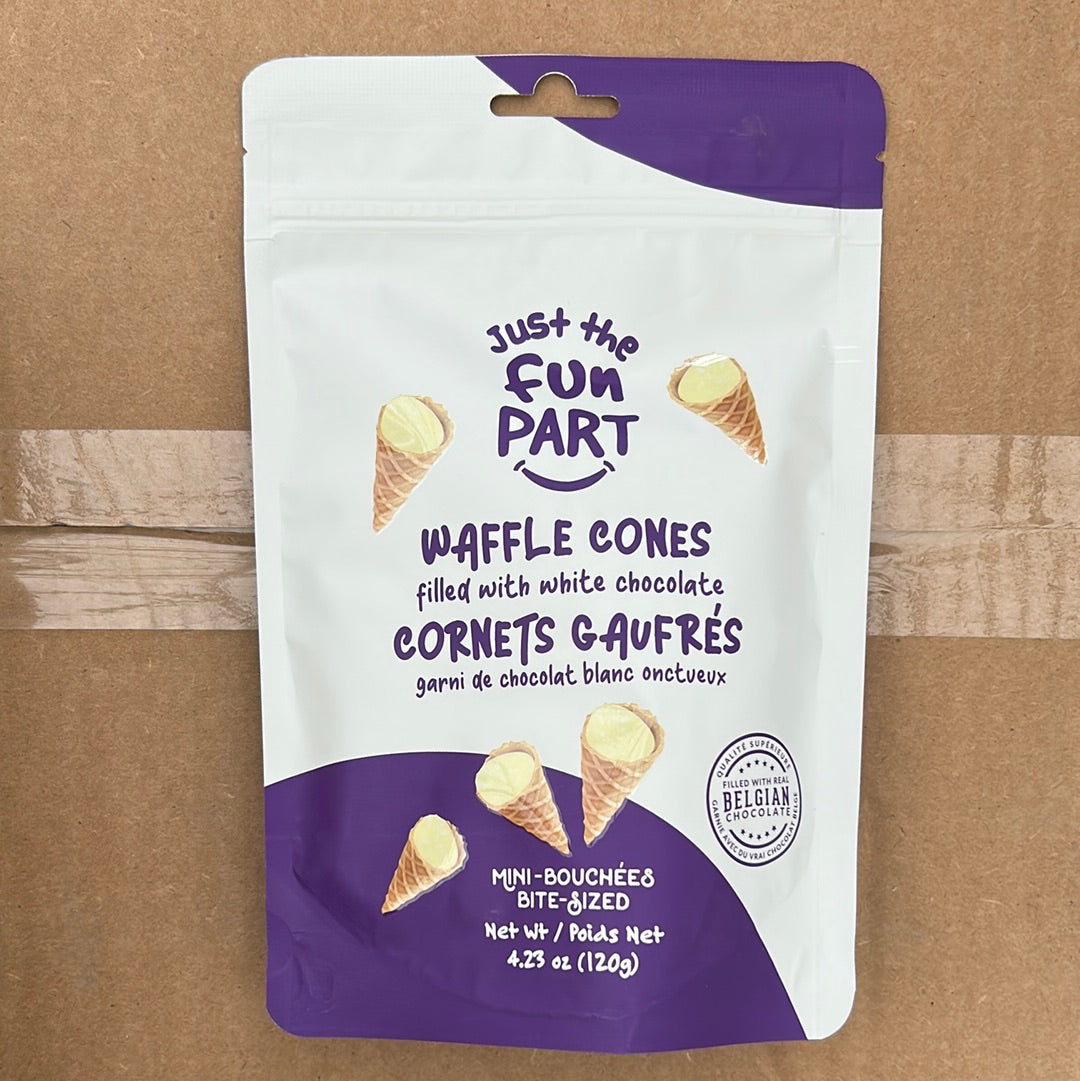 Just The Fun Part Waffle Cones, Peanut Butter & Milk Chocolate, Bite-Sized - 4.23 oz