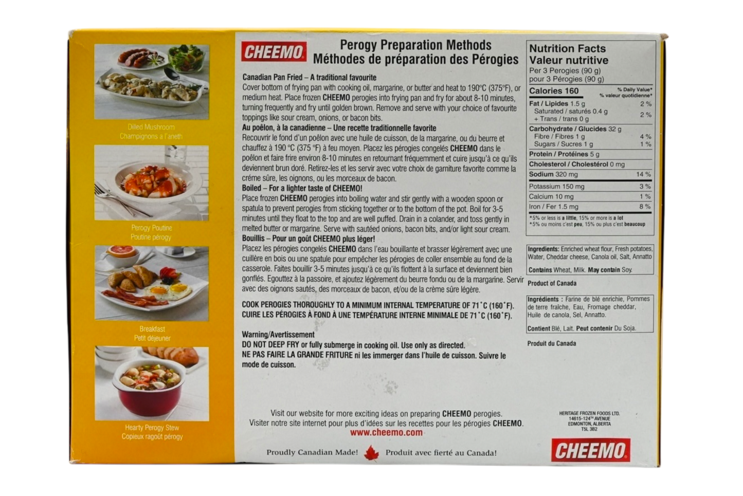 Cheemo Perogies - Potato and Cheddar Cheese - 907g