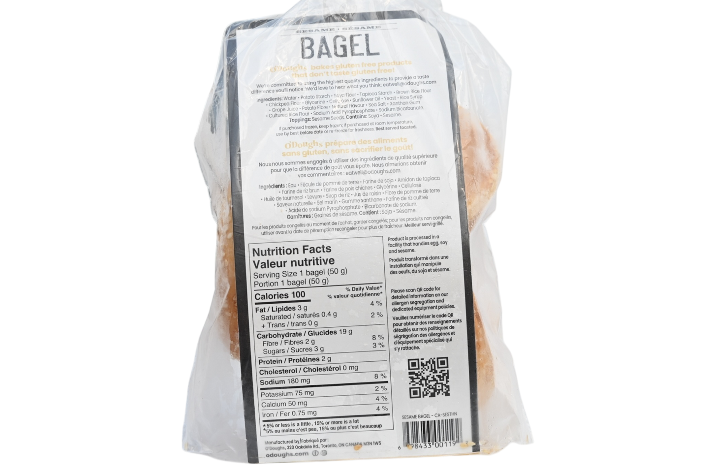 O'Doughs Gluten Free Sesame Bagel - 300g - Frozen