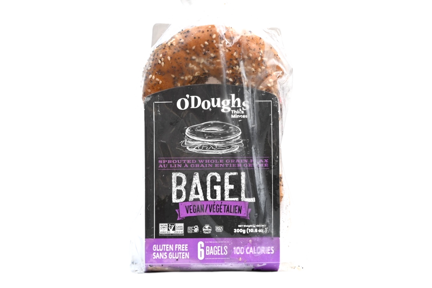 O'Doughs Gluten Free Sprouted Whole Grain Flax Bagel - 300g - Frozen