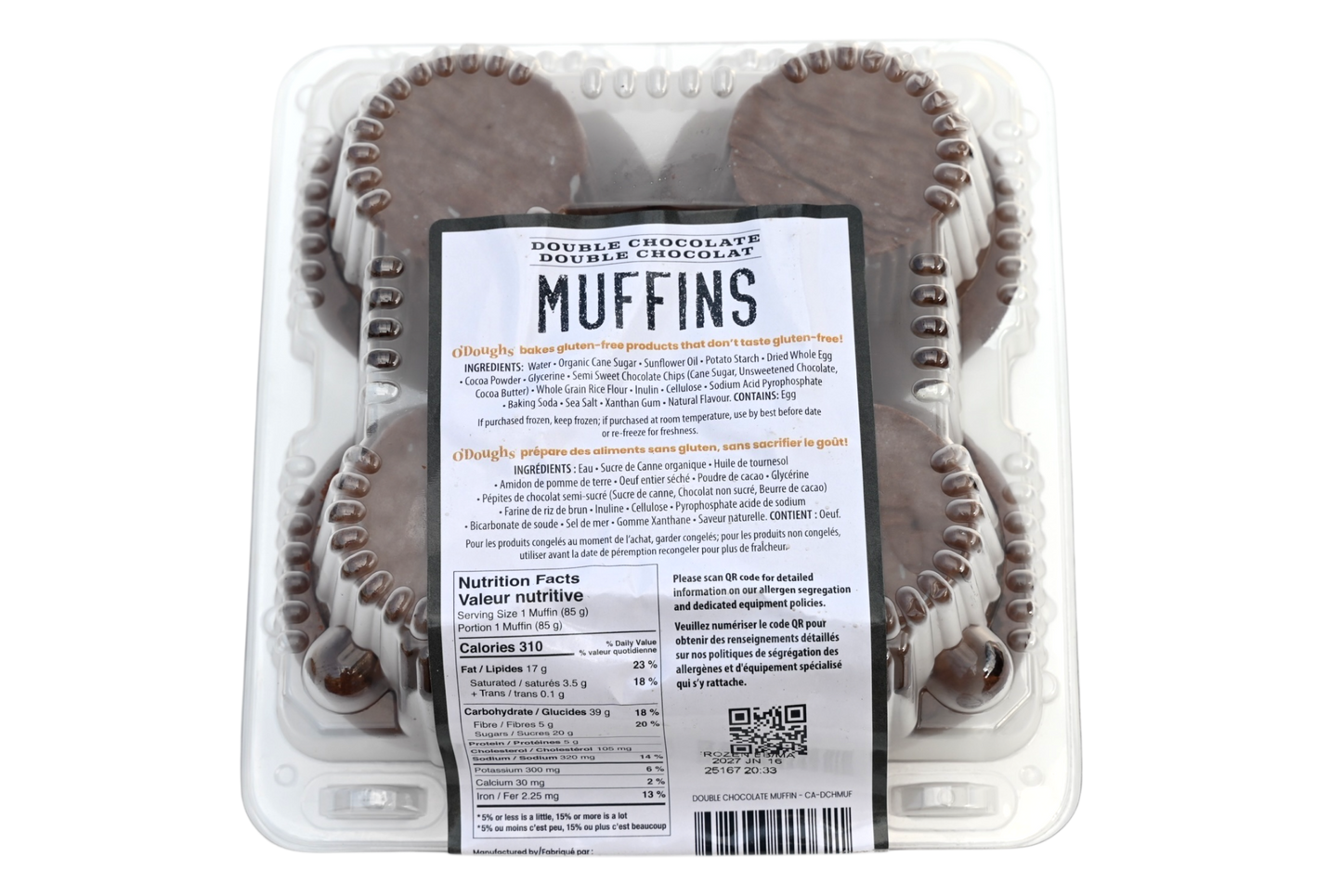 O'Doughs Gluten Free Double Chocolate Muffins - 300g - Frozen