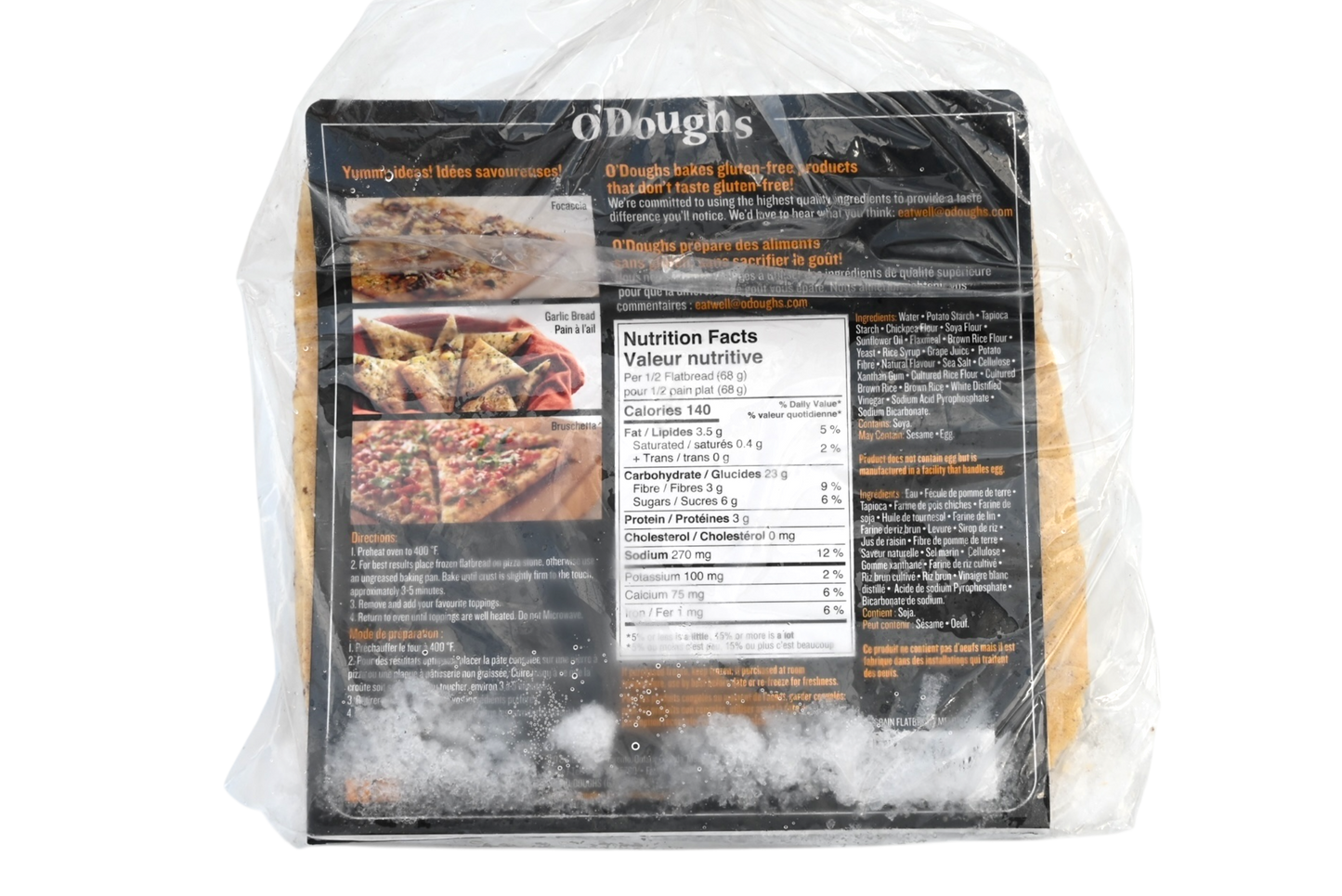 O'Doughs Gluten Free multigrain Flatbreads - 405g - Frozen