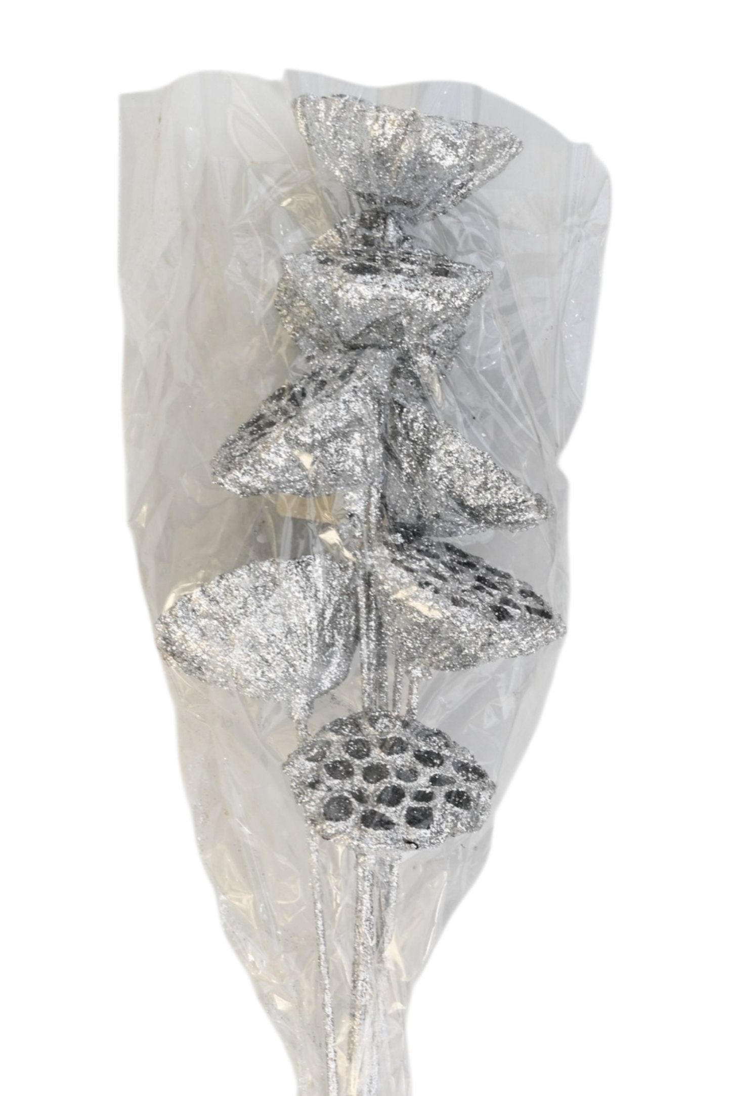 Large Lotus Pods - Silver glitter