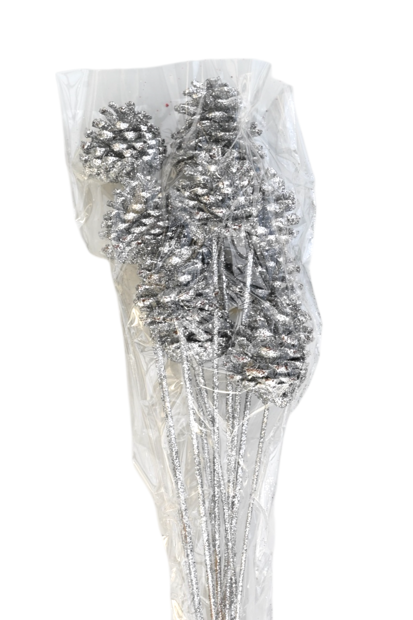 Regular Pine Cones - Silver glitter