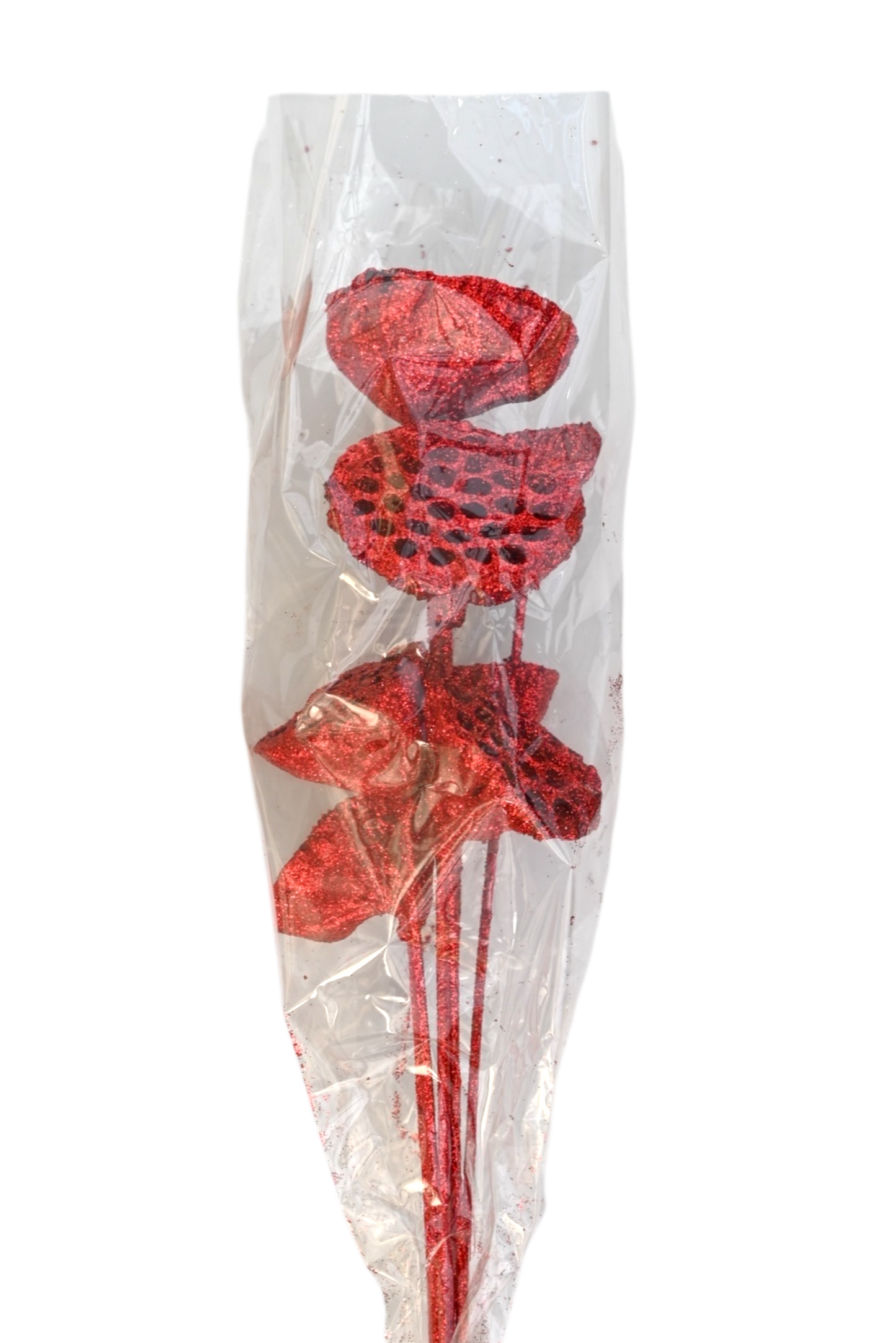 Large Lotus Pods - Red glitter