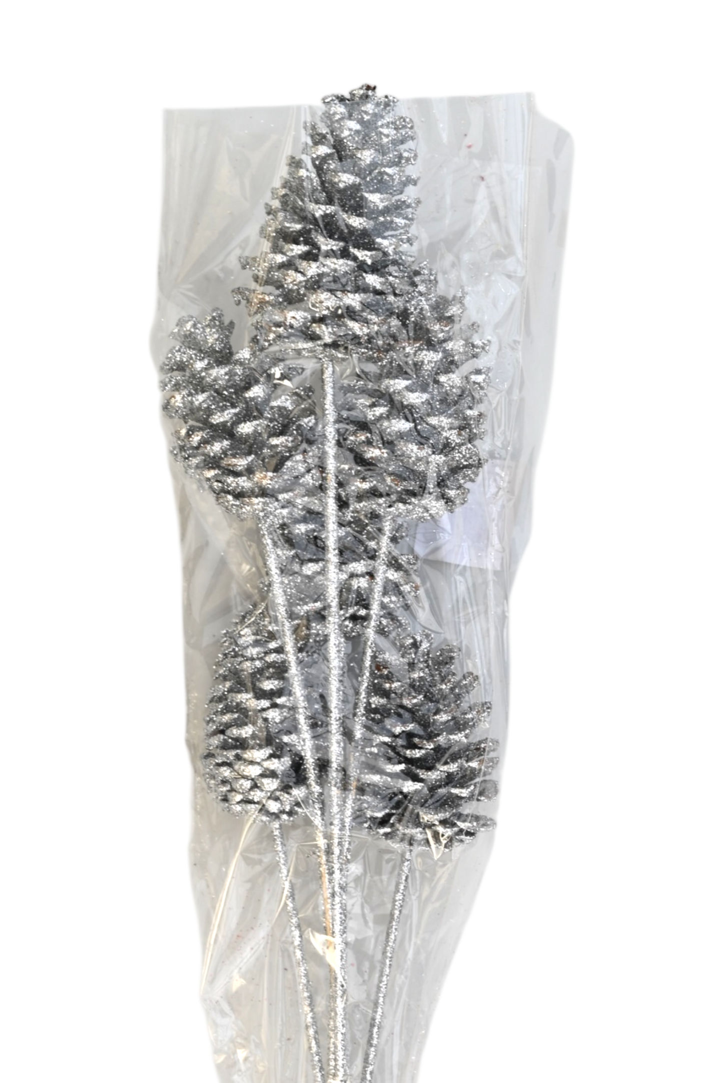 Large Pine Cones - Silver glitter