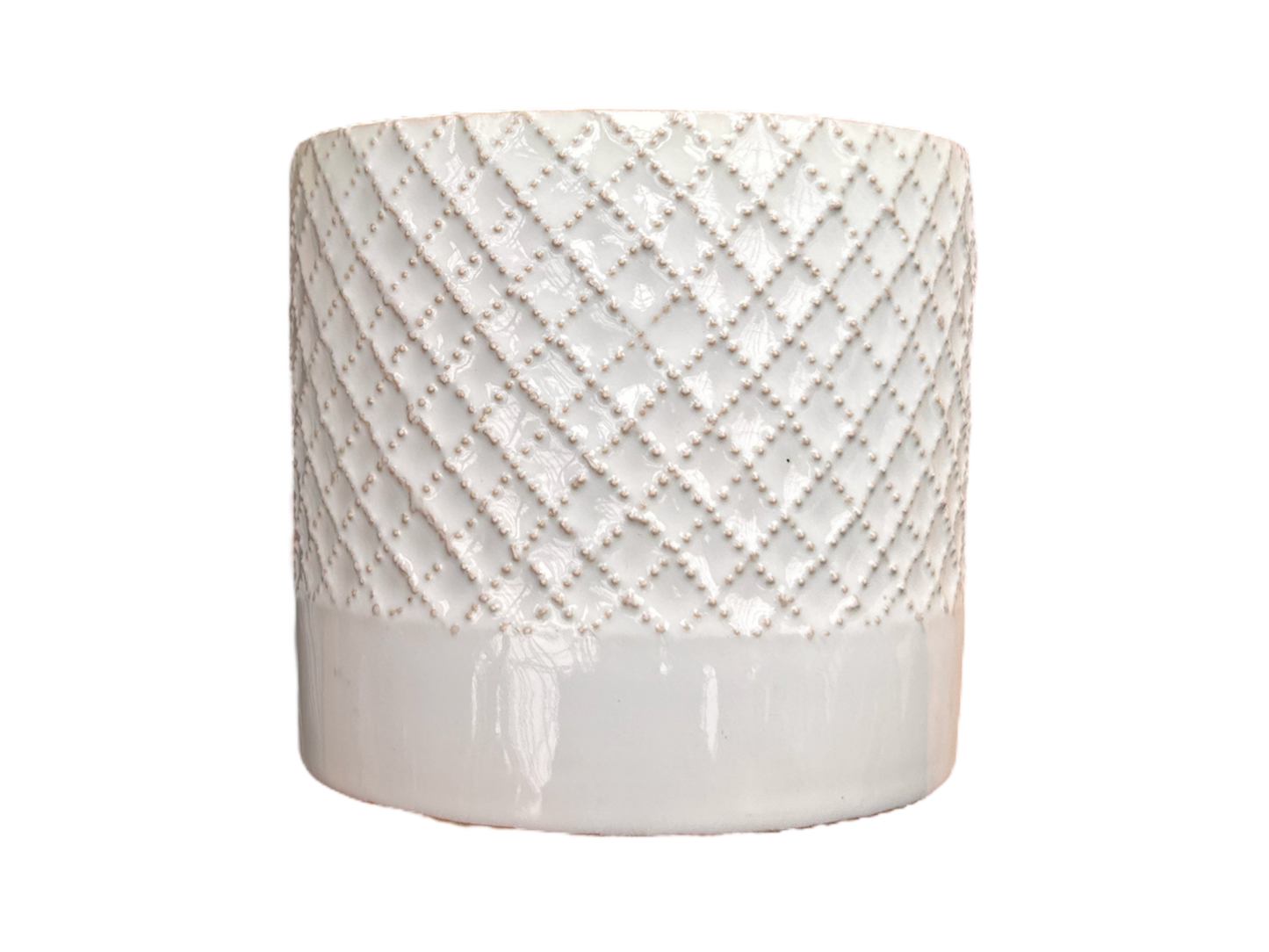 White Criss Cross pattern pot