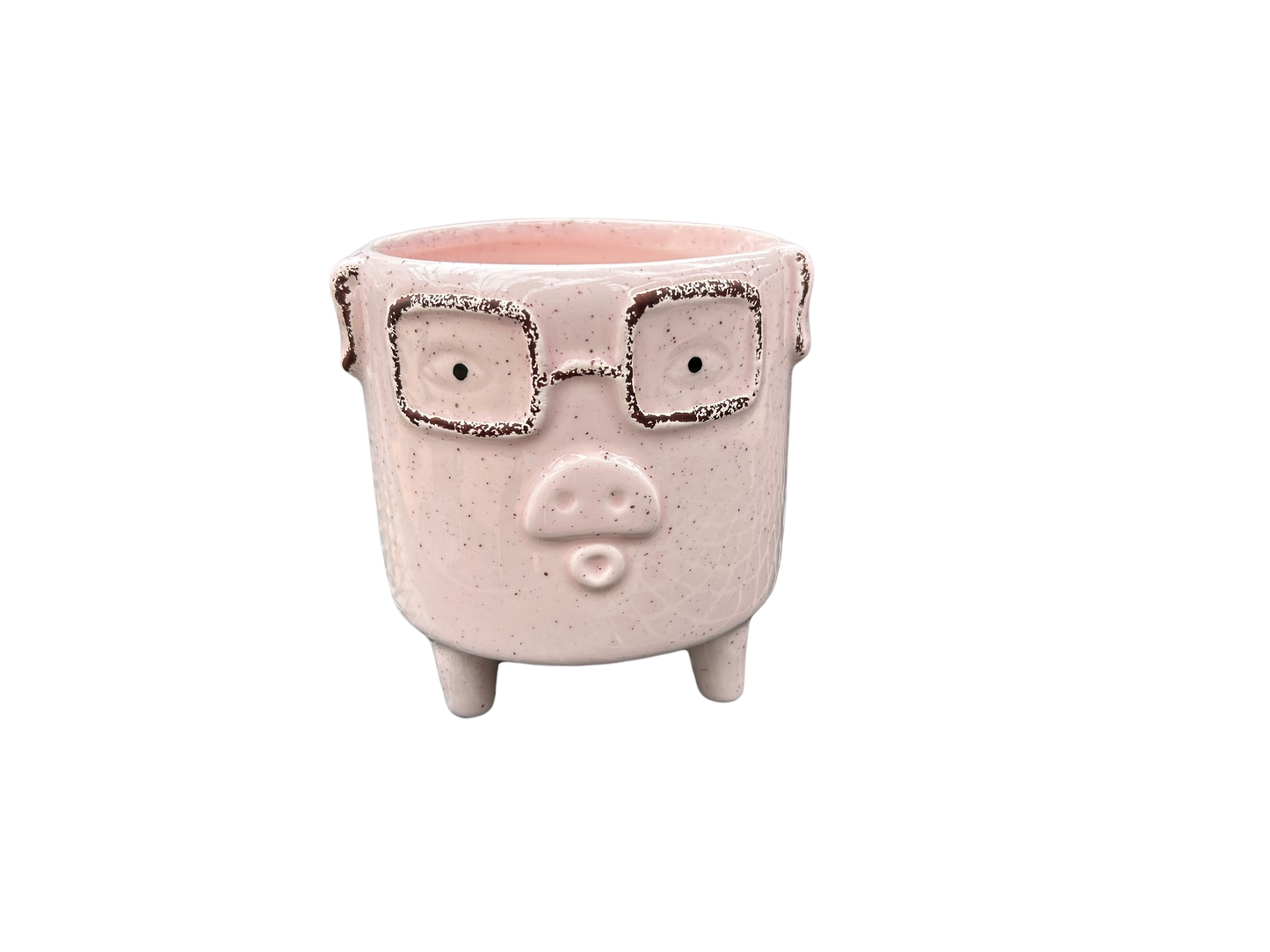 Footed pink pig pot