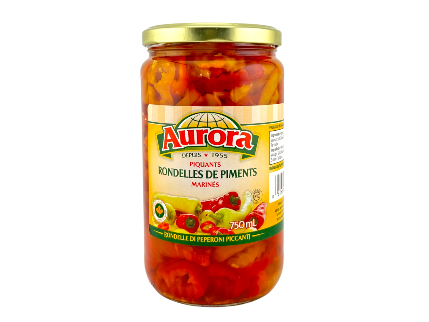 Aurora Pickled Hot Pepper Rings - 750ml