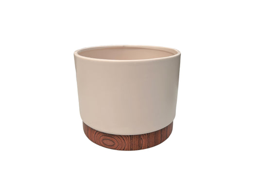 Matte white with wooden effect pot