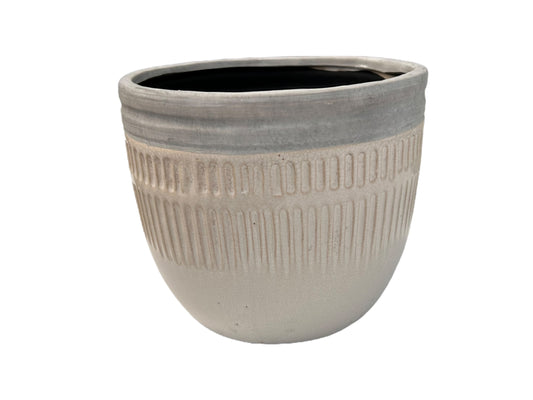 White/ grey rim ceramic pot