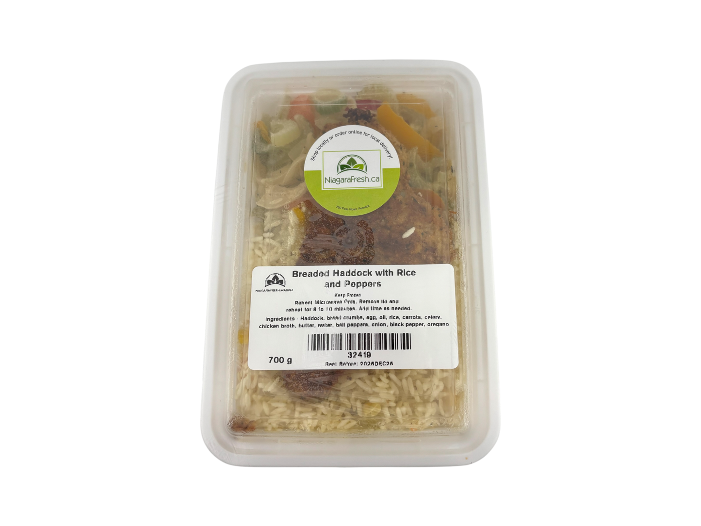 Breaded Haddock with Rice and Peppers