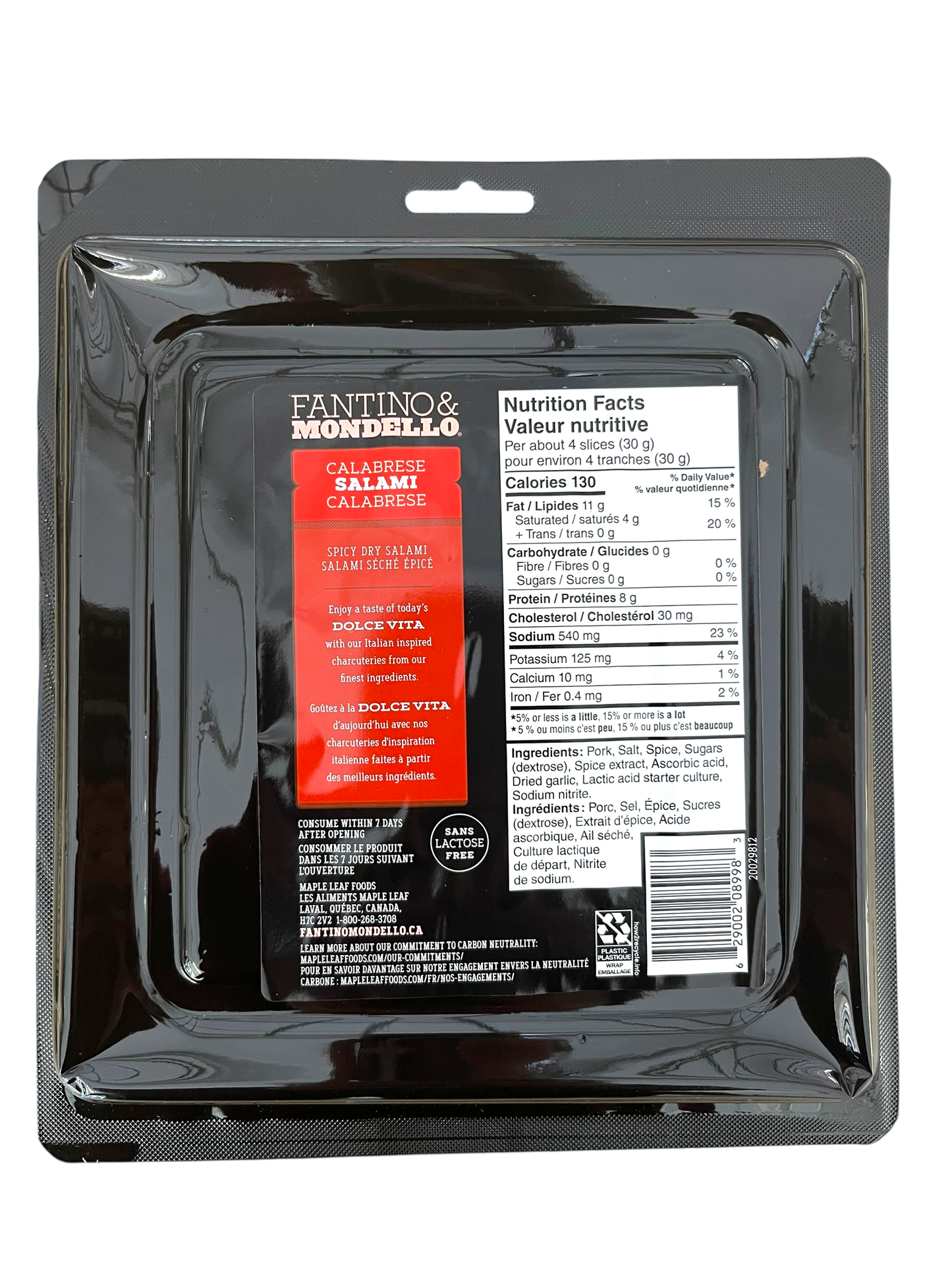 Sliced Spicy Calabrese Salami - 100g