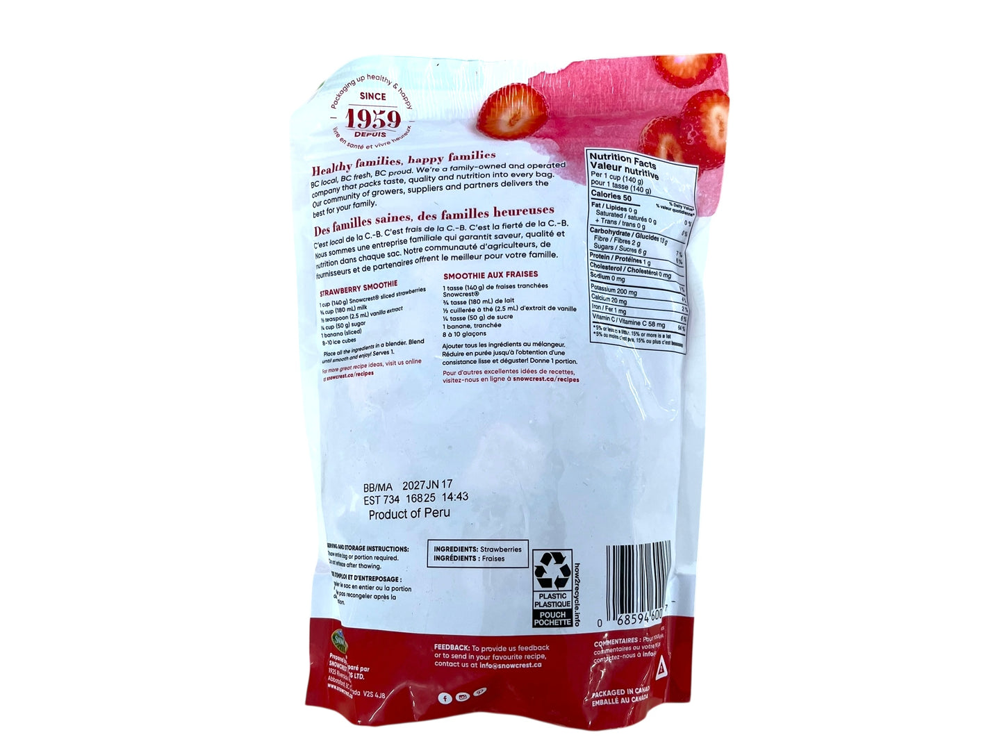 Frozen Sliced Strawberries - 600g