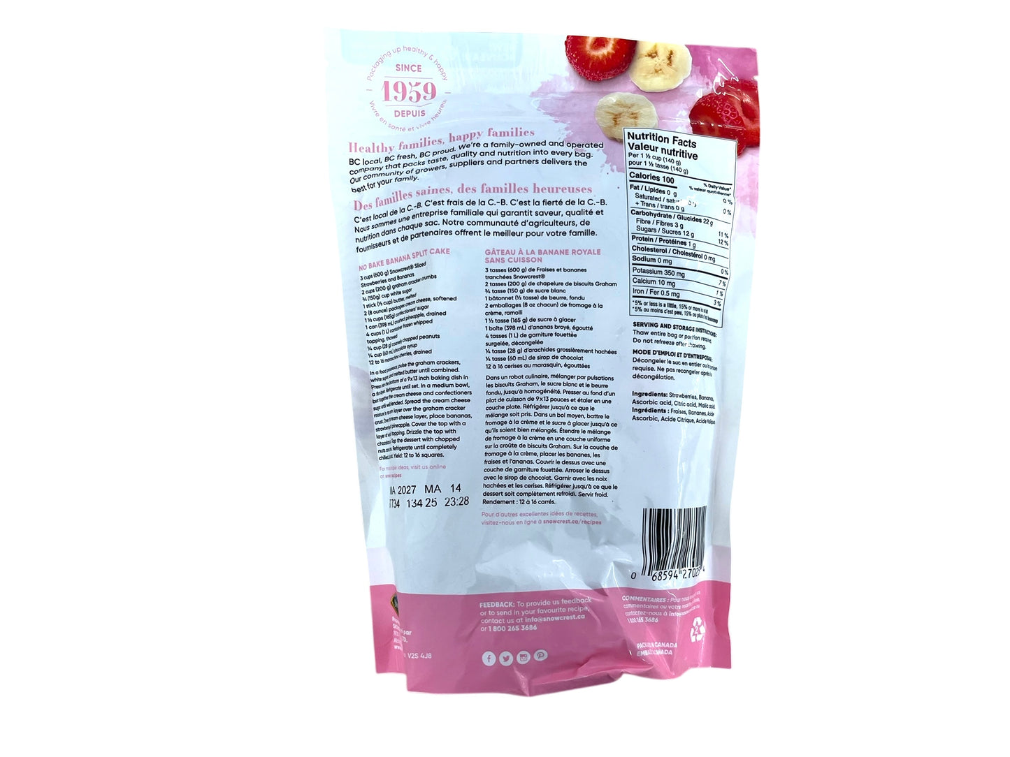 Frozen Strawberries & Bananas - 600g