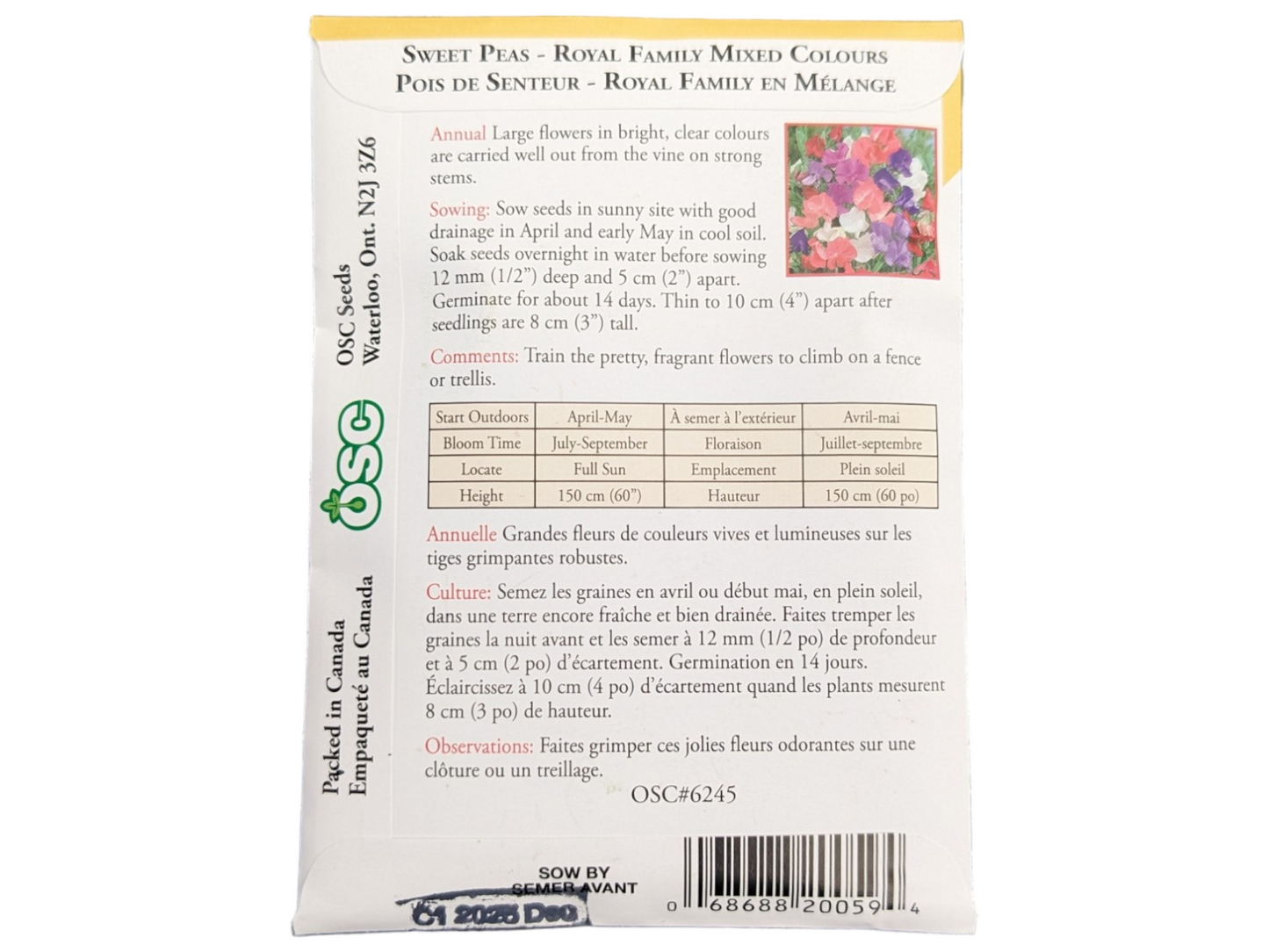 Sweet Peas Royal Family Mixed Colours