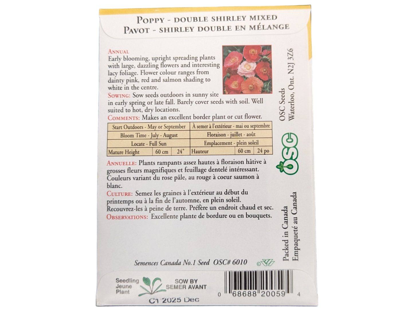 Poppy Double Shirley Mixed