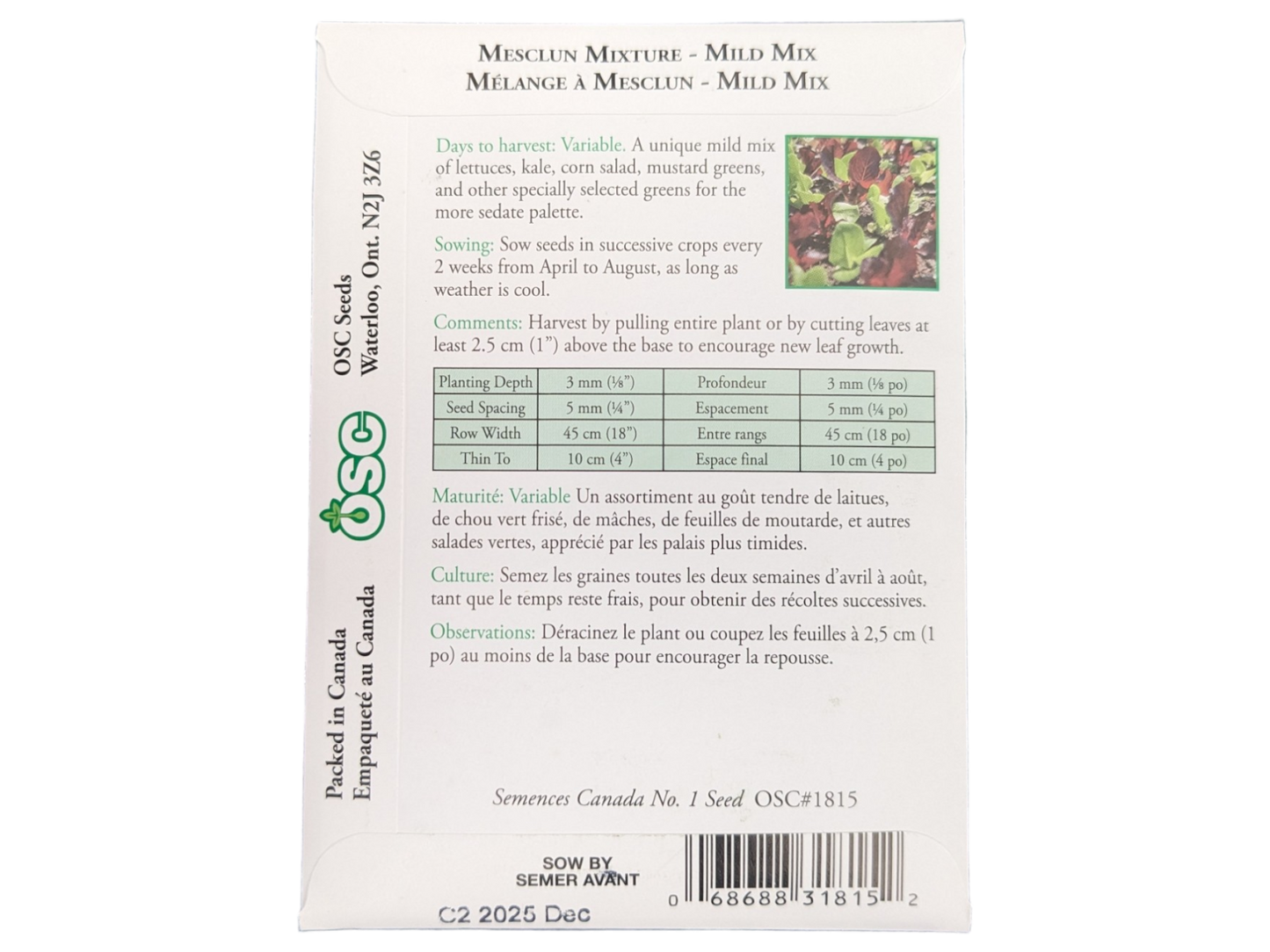 Mesclun Mixture Mild Mix