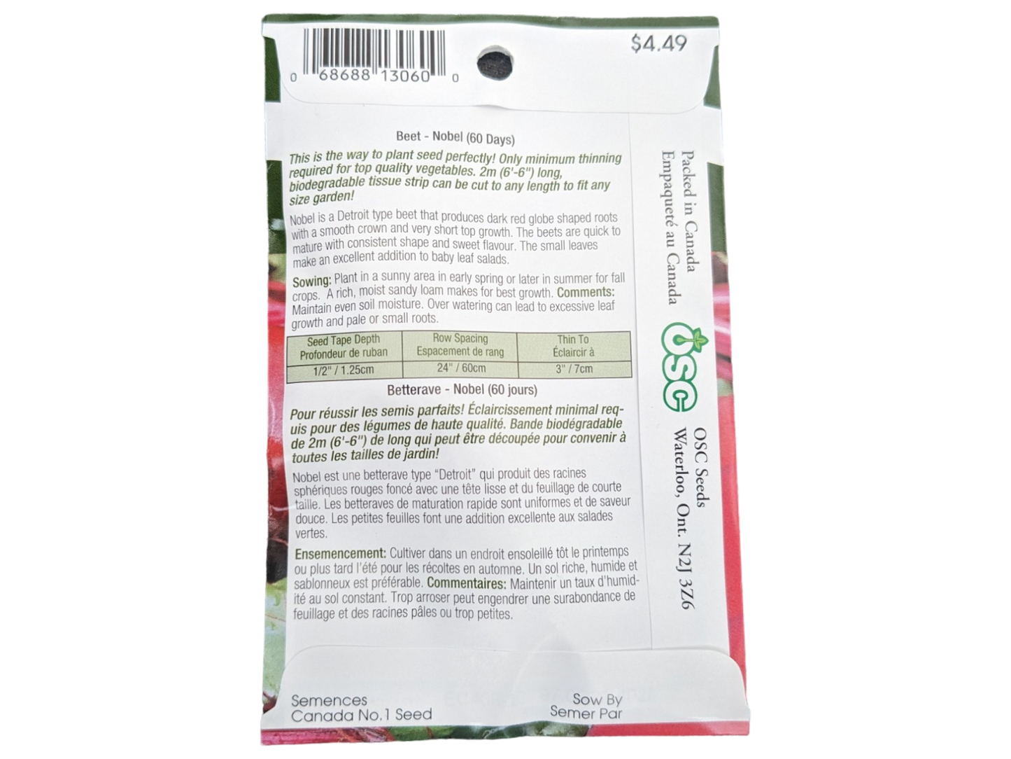 Seed Tape Beet Nobel