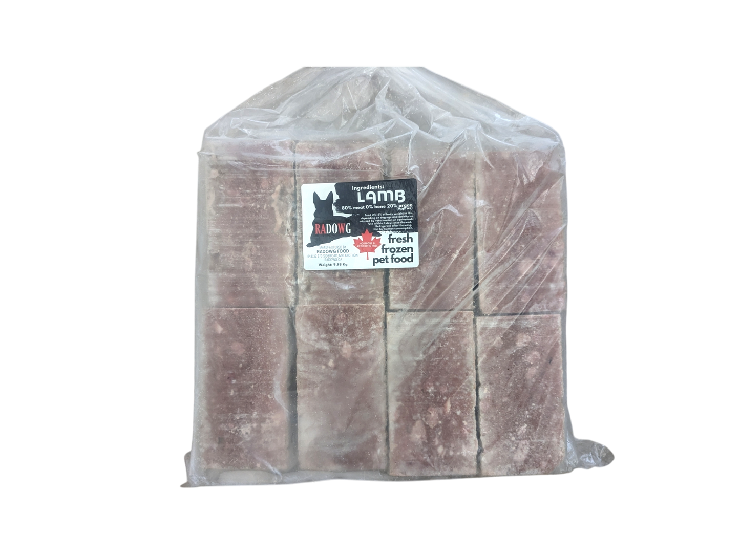 Raw Dog Food - Lamb (20lbs) - Radowg