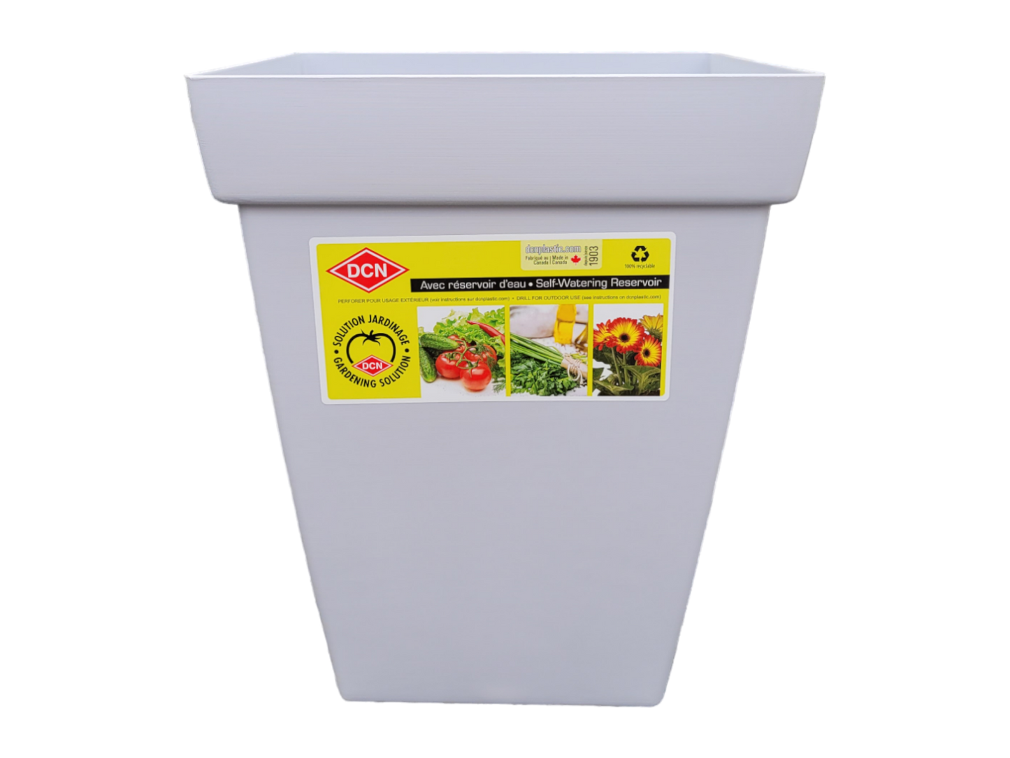 Bamboo 13", Square Self-watering Planter -