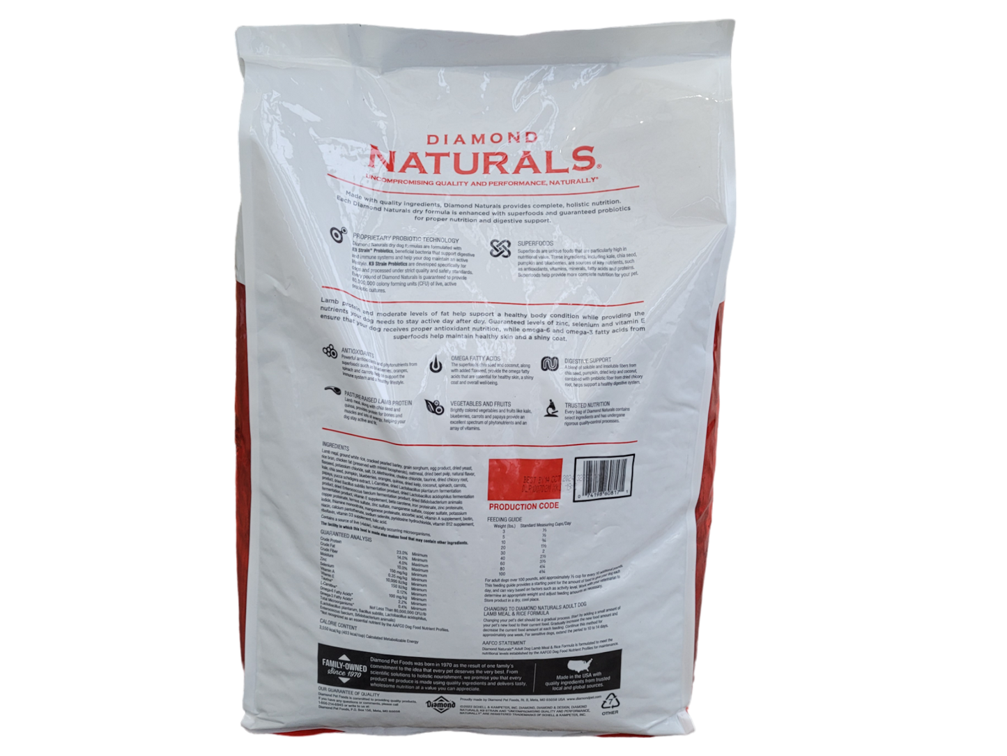 Diamond Naturals Adult Dog - Lamb & Rice 40lbs