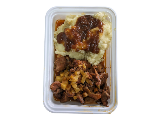 Pork Roast with Pineapple, Mashed Potatoes, and Gravy