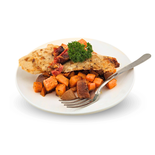 Sundried Tomato Chicken with Balsamic Glaze And Roasted Sweet Potatoes