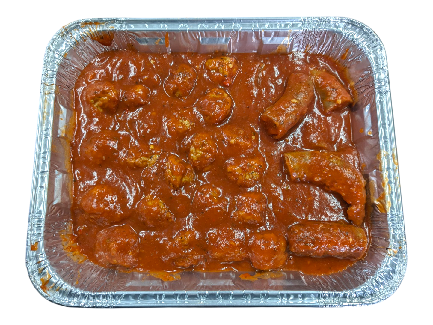 Meatballs and Sausage in Tomato Sauce