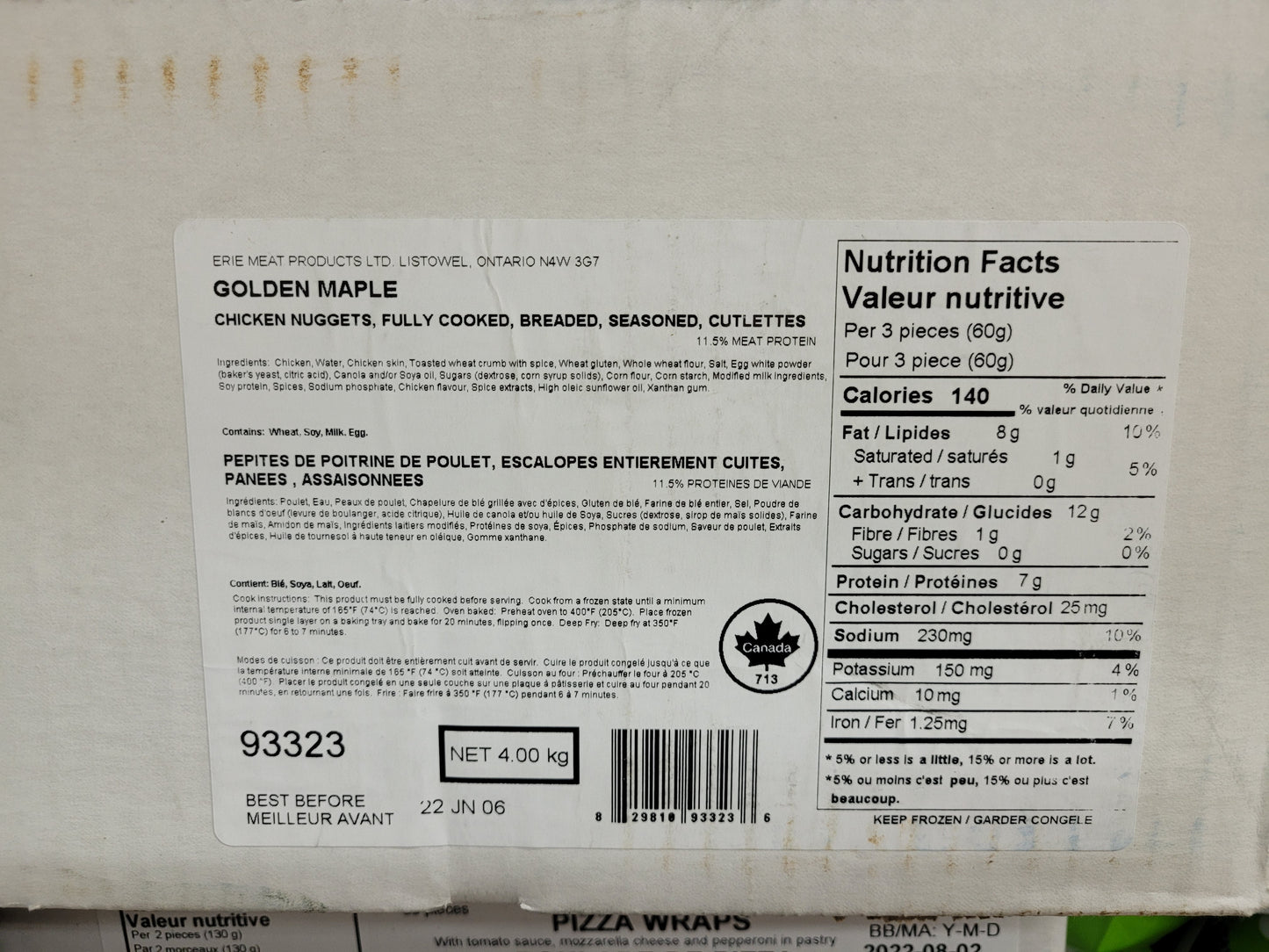 Erie Meats Fully Cooked Chicken Nuggets - Frozen