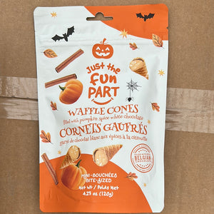 Waffle Cones filled with pumpkin spice white chocolate