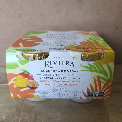 Riviera Coconut Milk Vegan Delight Yogurt - Mango and Passion fruit-4x120g