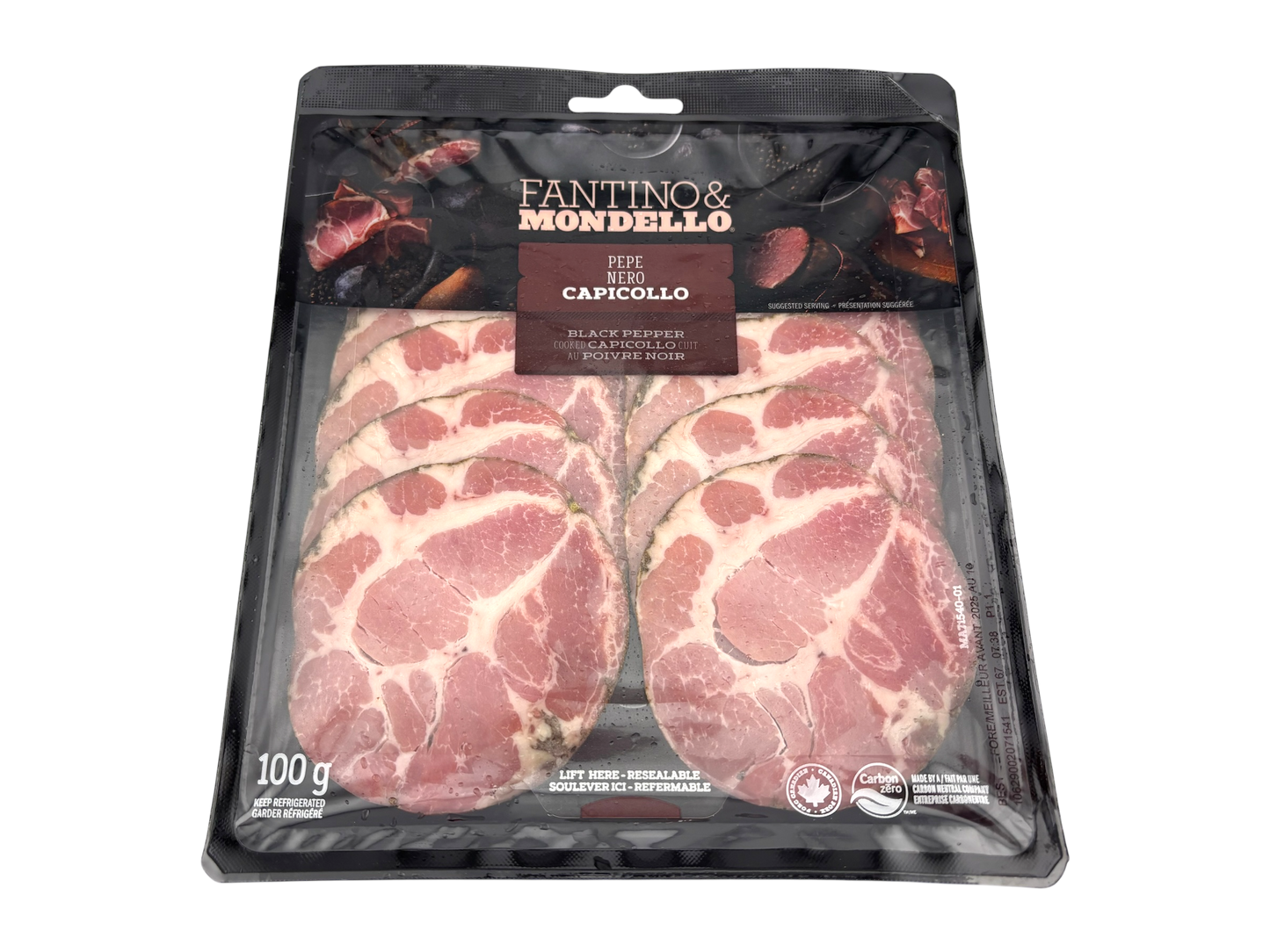 Sliced Black Pepper Cooked Capicollo - 100g