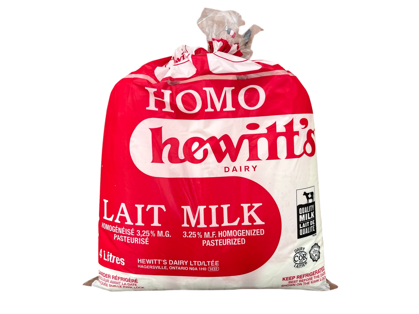 Hewitt's Homogenized Milk 3.25% - 4L Bags