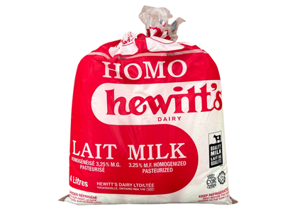 Hewitt's Homogenized Milk 3.25% - 4L Bags
