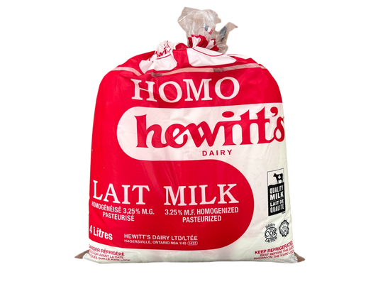 Hewitt's Homogenized Milk 3.25% - 4L Bags