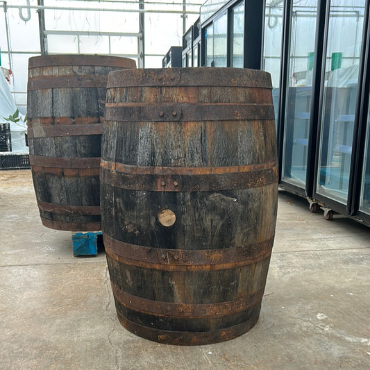Rusted wine barrel