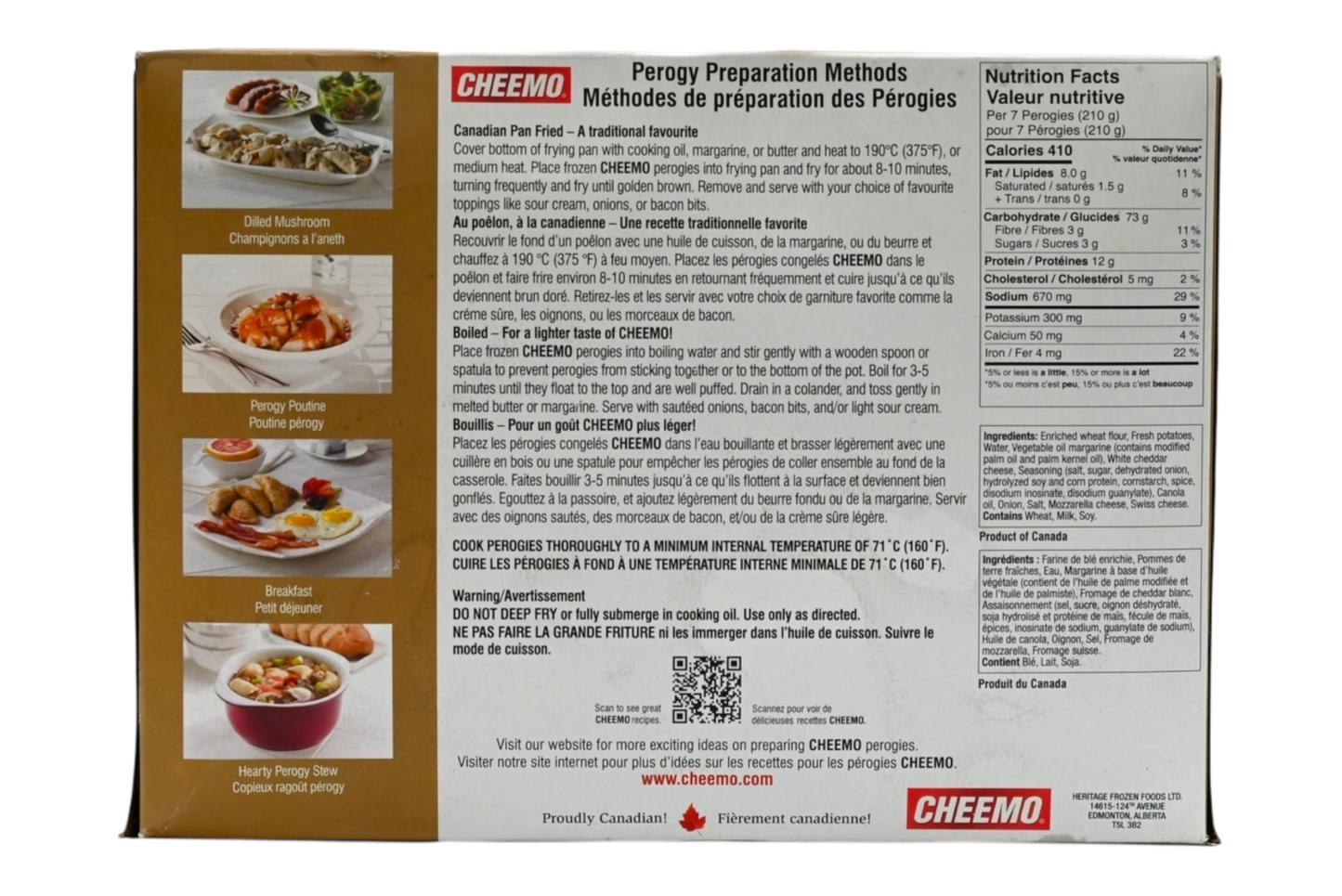 Cheemo Perogies - Three Cheese - 907g