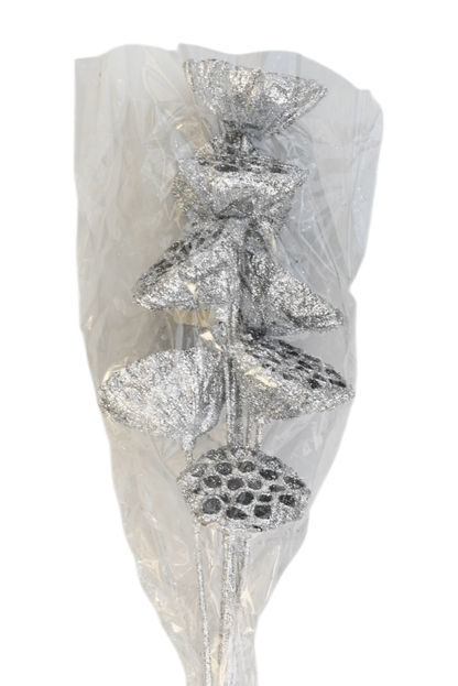 Large Lotus Pods - Silver glitter