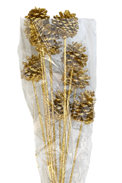 Regular Pine Cones -Gold Glitter