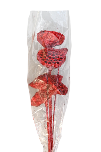 Large Lotus Pods - Red glitter