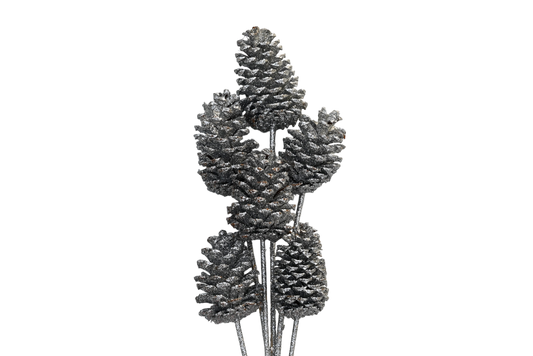 Large Pine Cones - Silver glitter