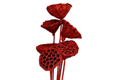 Large Lotus Pods - Red glitter