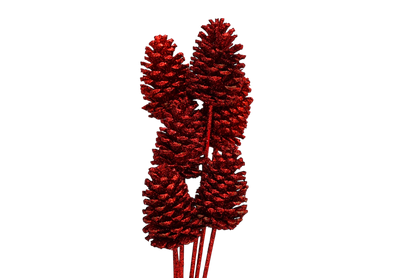Large Pine Cones - Red glitter