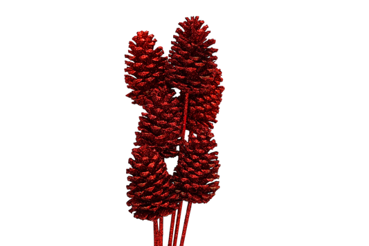 Large Pine Cones - Red glitter