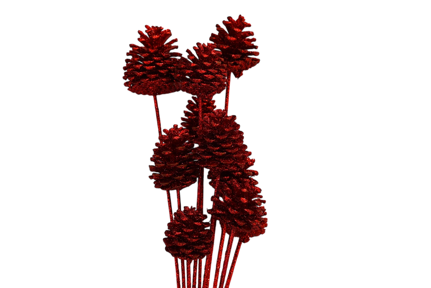 Regular Pine Cones -Red glitter