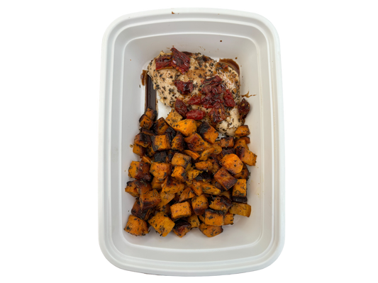 Sundried Tomato Chicken with Balsamic Glaze And Roasted Sweet Potatoes