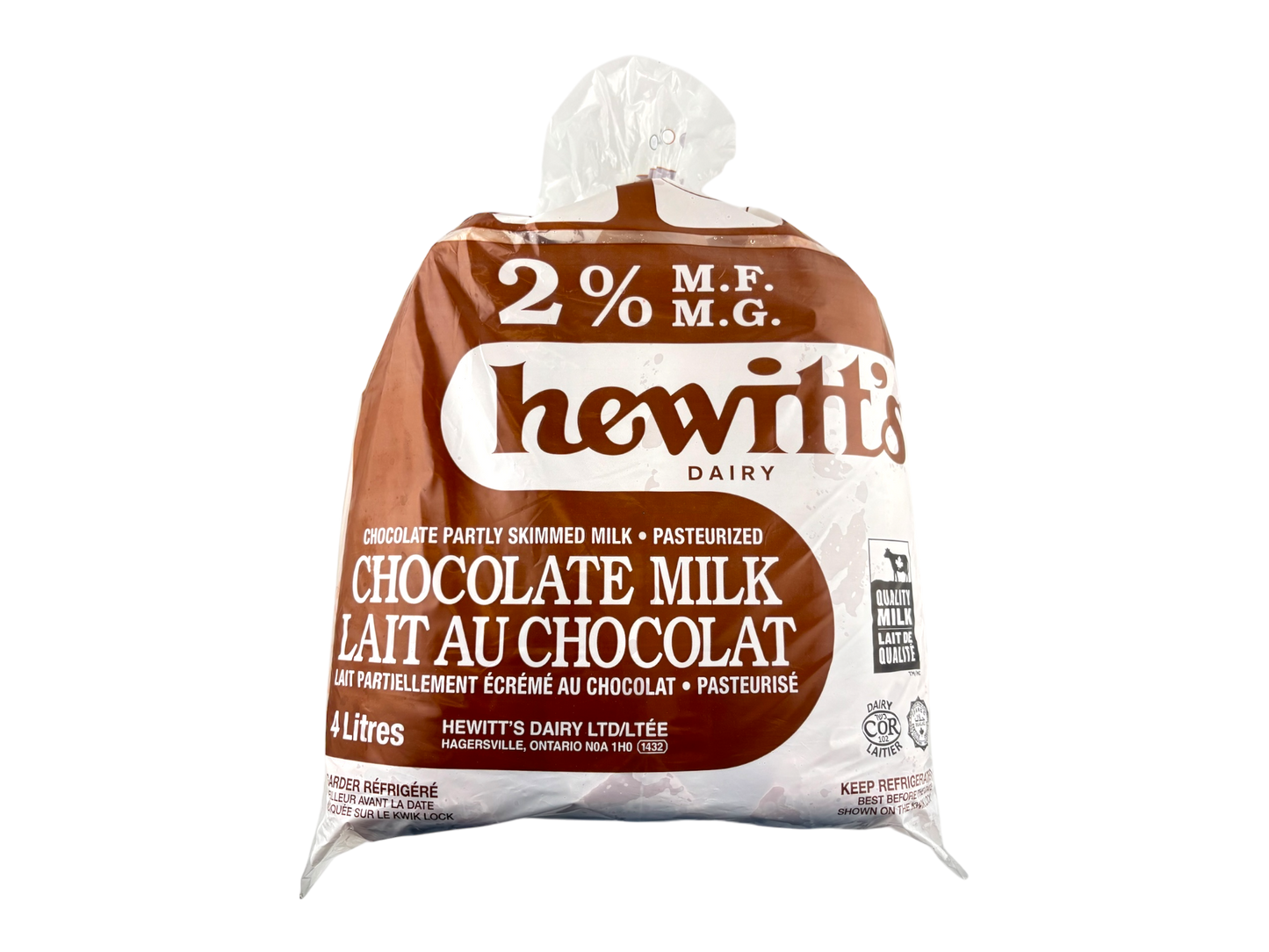 Best Before May 22, 2026 - Hewitt's Chocolate Milk- 4L Bag
