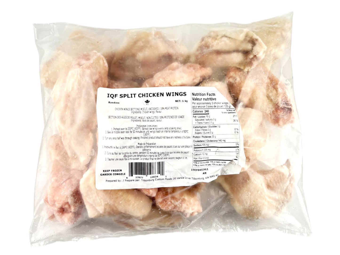 IQF split chicken wings